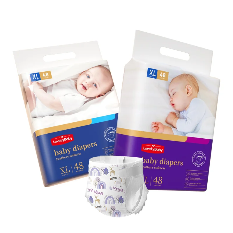 China Manufacturer Custom Logo Comfortable Soft Disposable Baby Diapers With High Absorbency