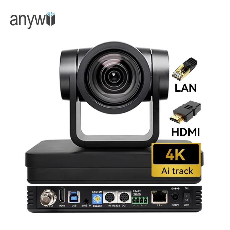 Камера для видеоконференции Anywii 4k с ИИ-отслеживанием ptz Конференц-зал 12x оптический зум потоковая трансляция в реальном