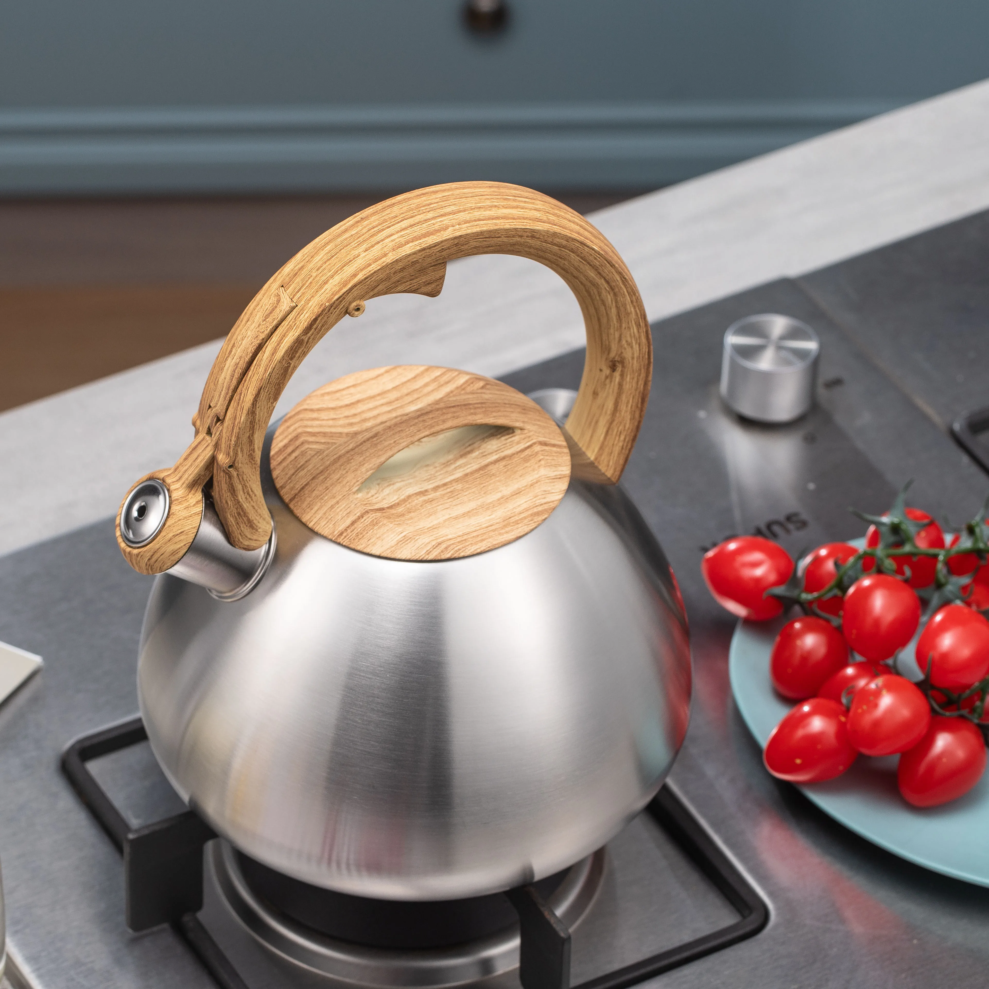 Home Water Kettle Wooden Handle Stovetop Teapot Kitchen Stainless Steel Whistling Tea kettle