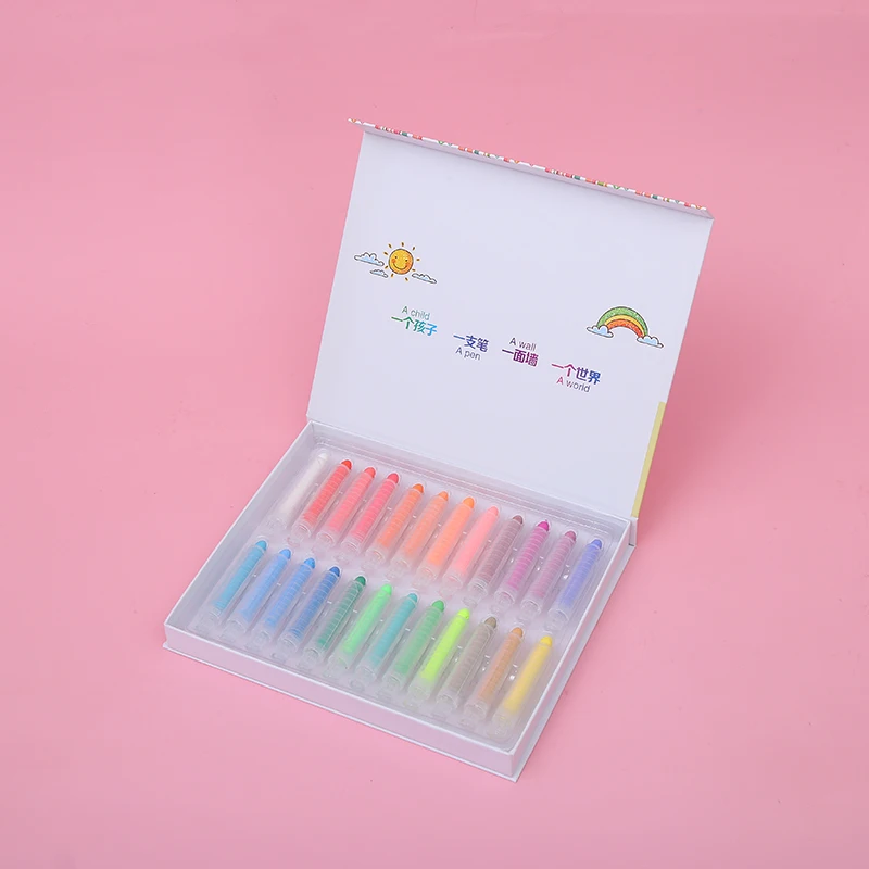 New Style 24 Colors Dustless Chalk Pens No-toxic Water-soluble Chalk for Blackboard Teacher Office Supplier