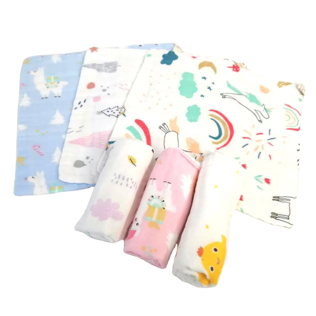 Cartoon Design 100% Cotton Wash Cloth Baby Towel Kid Small Face Towels Square Towels Handkerchief