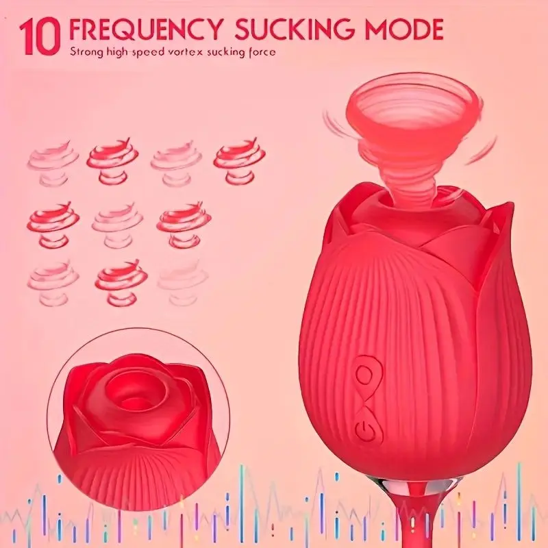 New Vibrator Pennis With Rose 2 In 1 Double Action Clitoral Sucking Extended Rose Toys Sucking Vibrator For Women With 7 Inten
