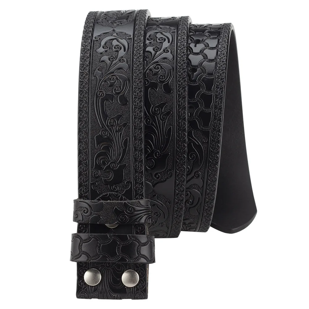 Wholesale Split Leather Belt Strap Personalize Embossed Pattern Western Vintage Belt