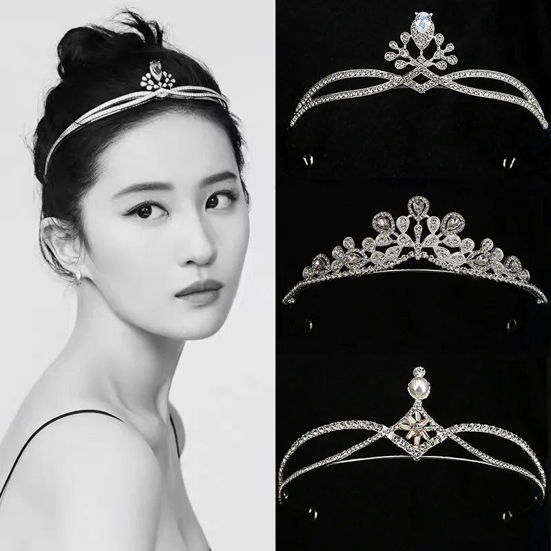 Rhinestone Bride Headband Elegant Bride Crown Rose Gold Crystal Crown Headbands Bachelorette Party Decorations