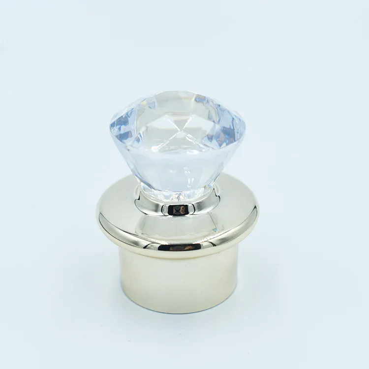 Surlyn Diamonds Transparent Top Shiny Transparent Perfume Bottle Cap with Silver or Gold Ring diamond bottle cap acrylic materi