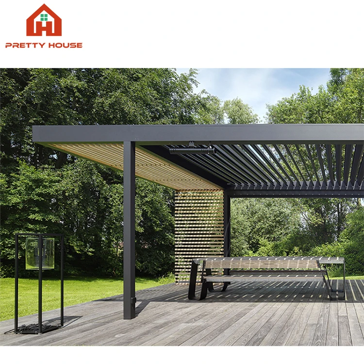Gazebo canopy shades full retractable aluminum pergola