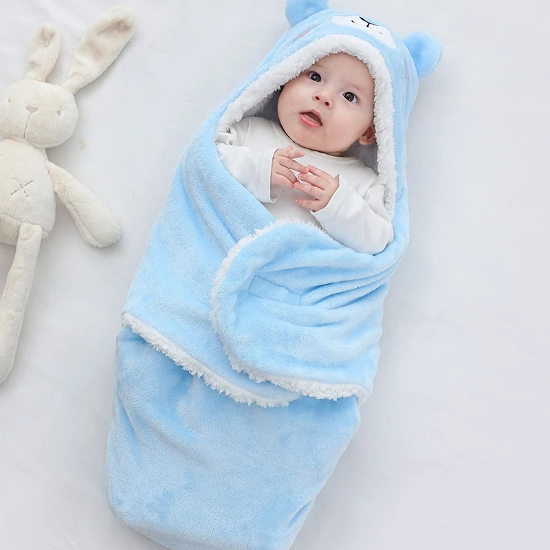 Baby Swaddle Winter Warm Super Soft Baby Cute Plush Fleece Swaddle Newborn Baby Sleeping Bag