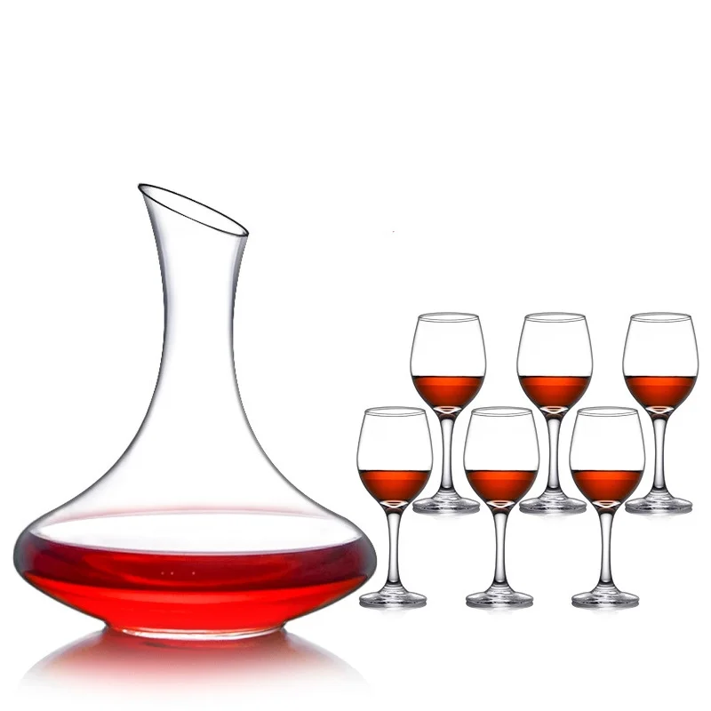 2023 Manufacturer Wholesale glass decanter set crystal red wine glass one jug 6 cups portable wine set gift set