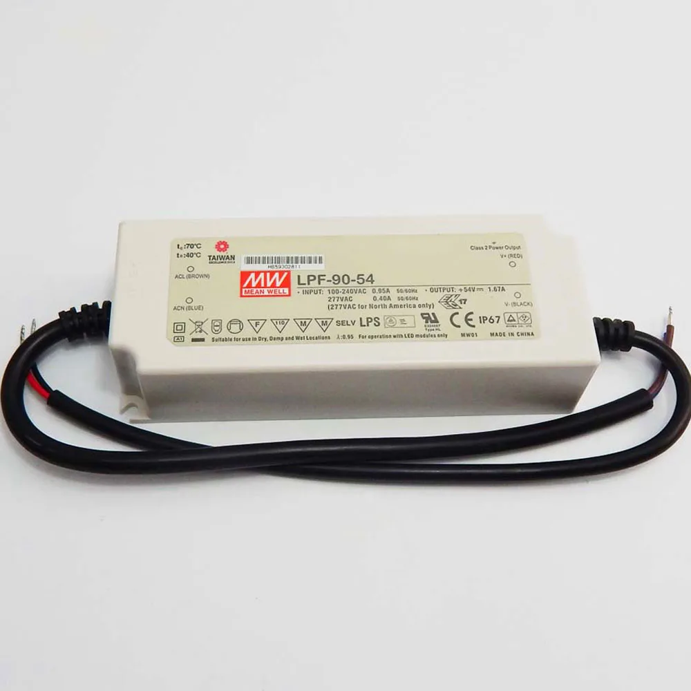 Оригинальный бренд Mean Well представляет 1700ma ток 80 Вт ~ 90W U L Европейским сертификатом соответствия от сертификационной Организации с алюминиевой крышкой 50В светодиодный драйвер