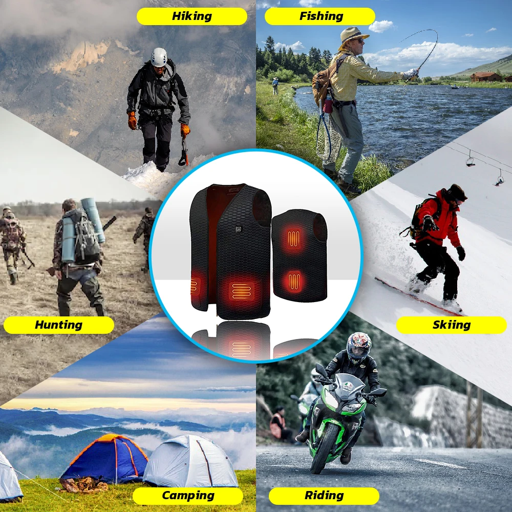 Wholesale 3 Ajustable Temperature Electric Usb Rechargeable Battery Powered Heated Winter Jacket Heated Vest  veste chauffante