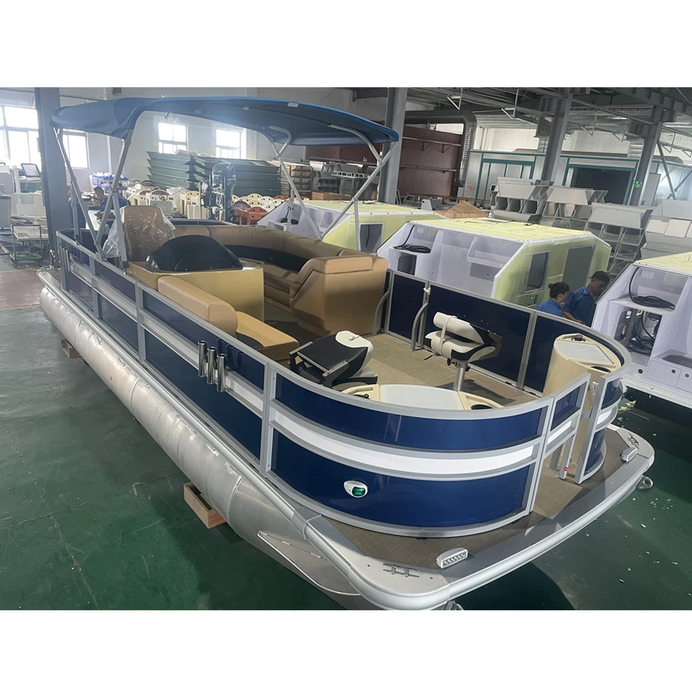Recreational Party and fishing pontoon boat 22 foot for lakes or offshore waters