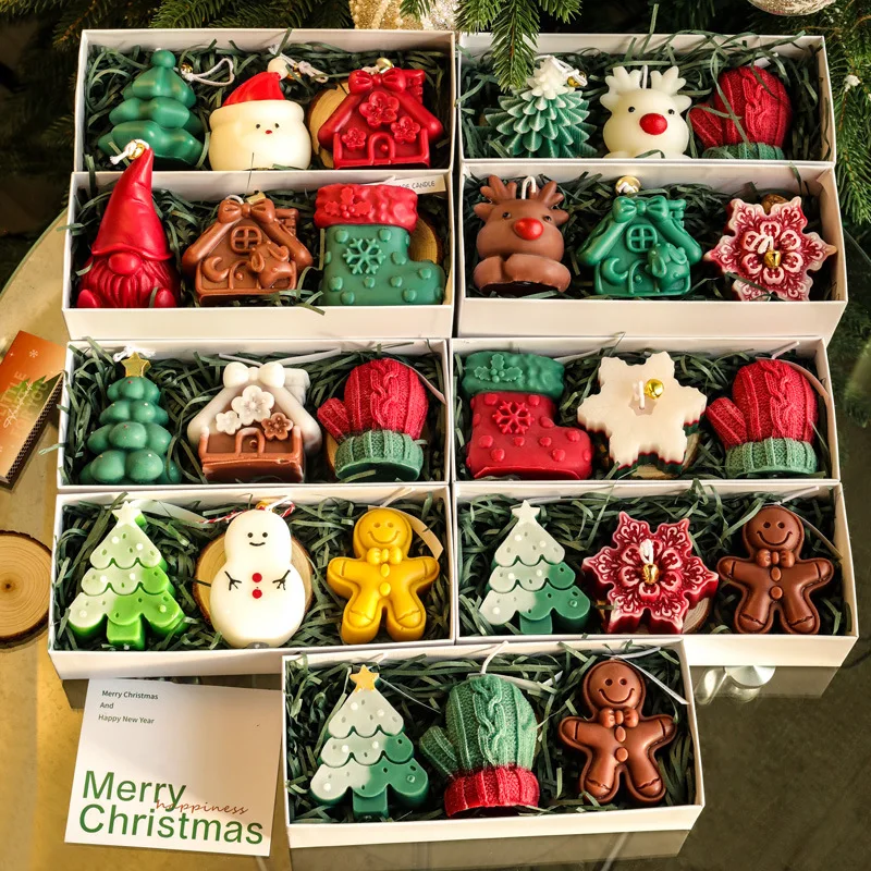 Customizable Christmas Tree Candle for Party Soy Wax Christmas Scented Candle Set Handmade Christmas Tree Shape Mini Candles