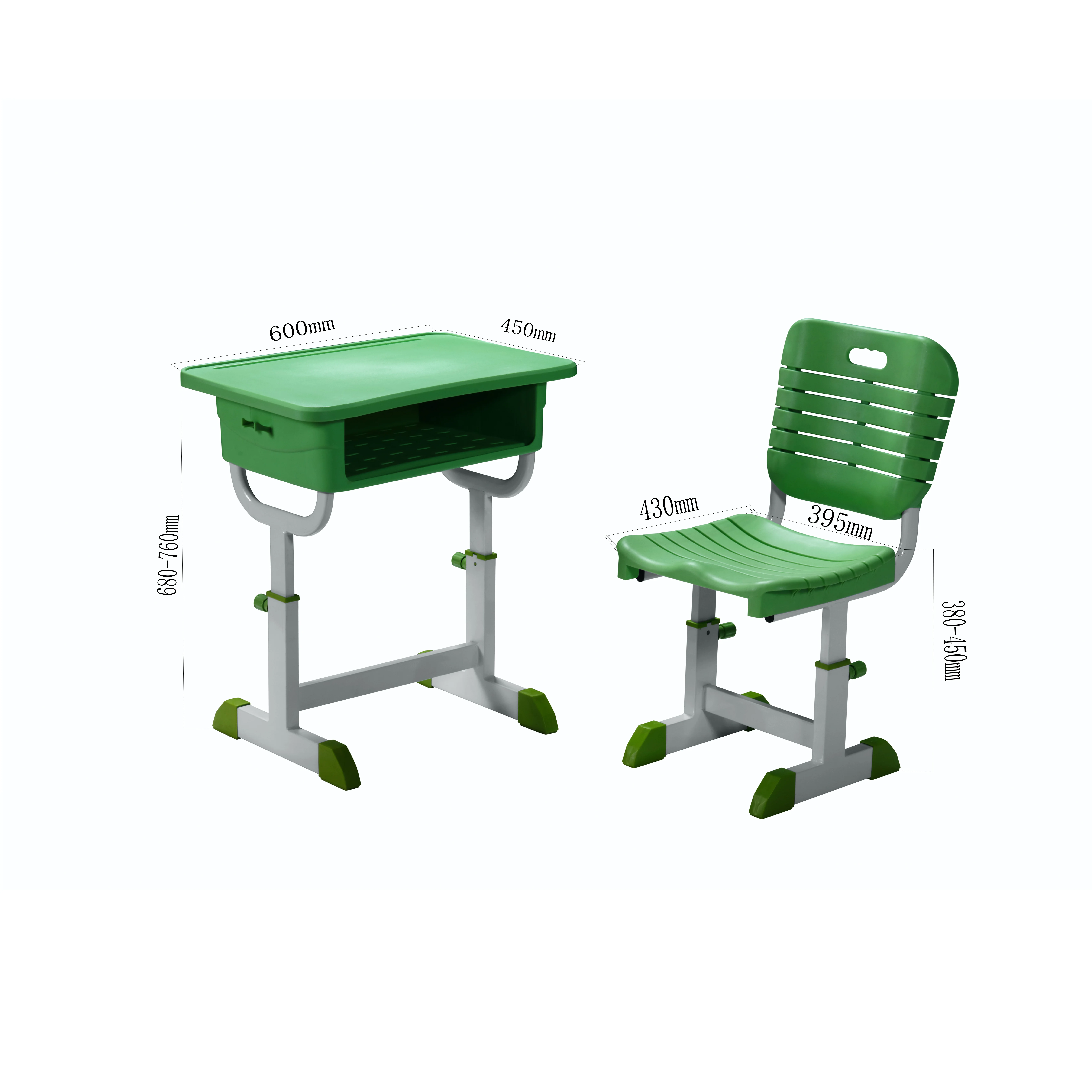 Manufacturer Cheap Classroom Student ABS Plastic Single Height Adjustable Desk And Chair Set