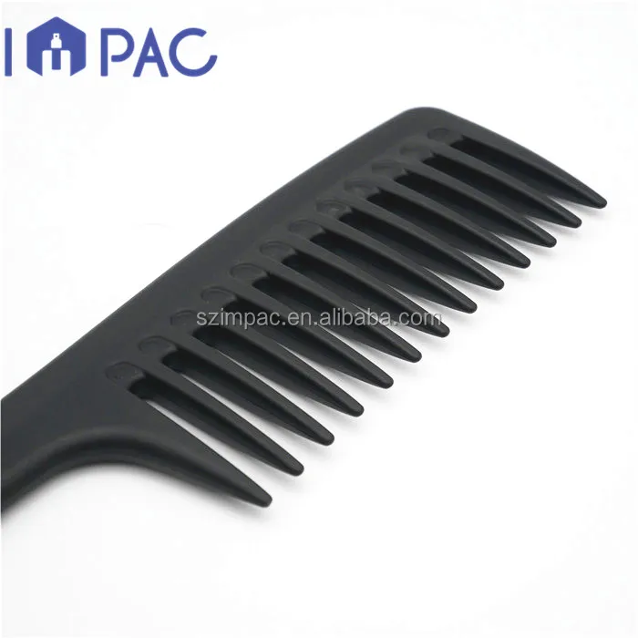 Salon use plastic wide tooth comb with logo for barber hairdressing
