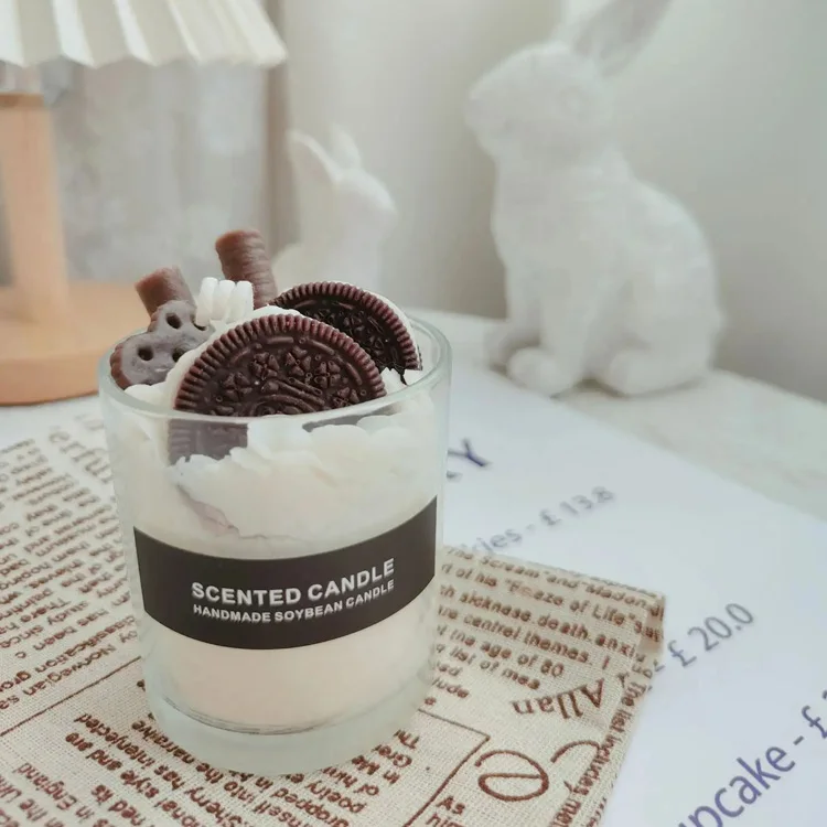 Handmade Private Label Lovely Dessert Ice Cream Scented Candles with Glass Jar