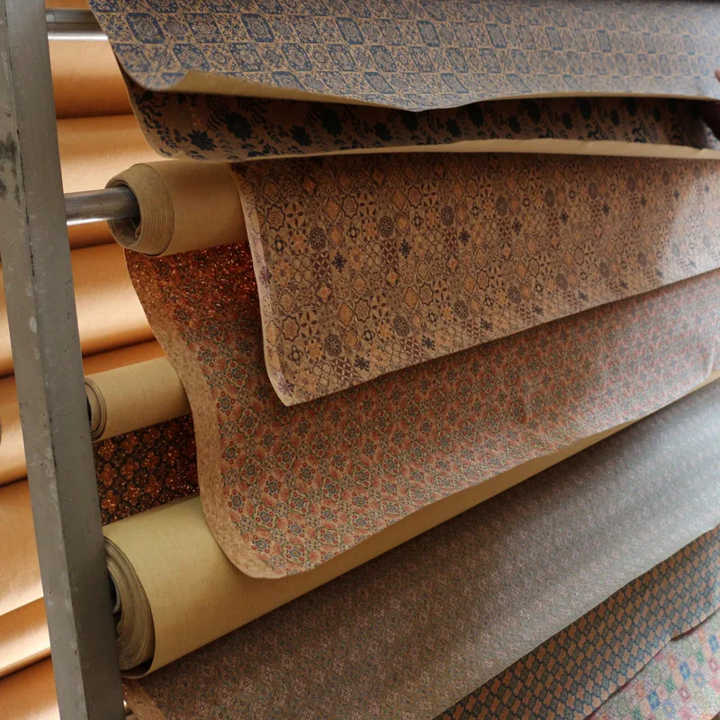 Custom Designer Printed Eco 50% Cork Material 0.45-0.55 mm PU Synthetic Artificial Cork Leather Cork Fabric with 1.35-1.4M Width