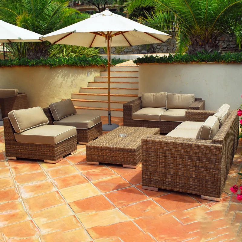 outdoor leisure garden furniture 1123 brown rattan sofa set