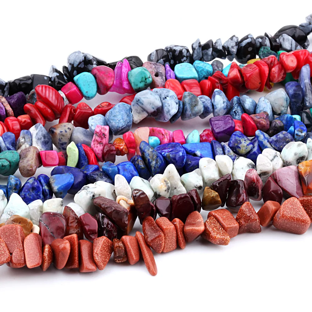 Natural Stone Beads 5-8mm 16 inch Amethysts Turquoises Tiger eye Chips Beads for Jewelry Making Irregular Gravel Beads Bracelet