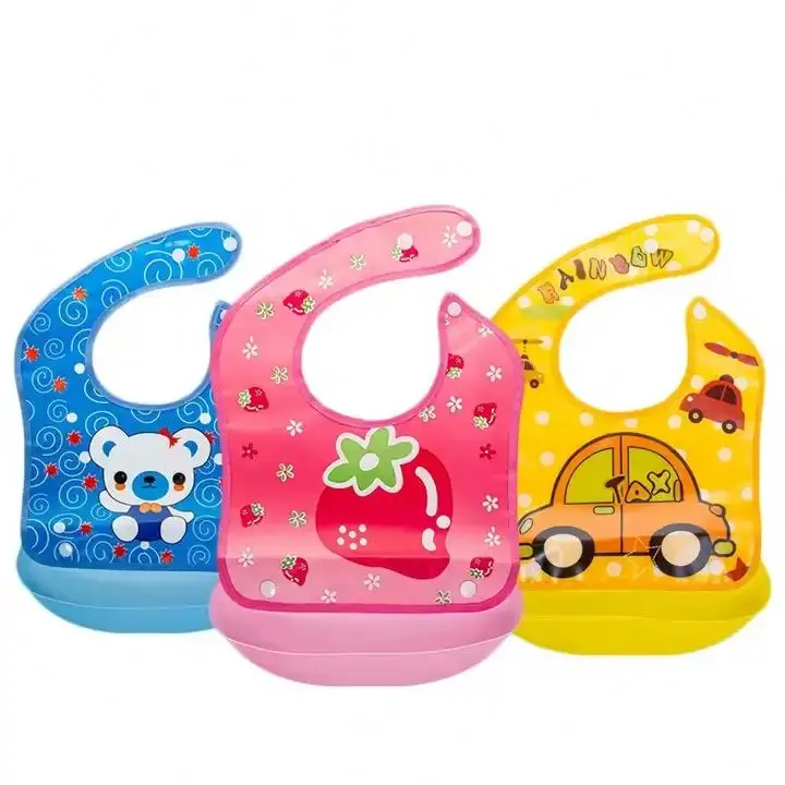 I-0029 Newborn Baby EVA Feeding Bibs Waterproof Baby Aprons Bib Infant Saliva Towels Cute Baby Cartoon Bibs