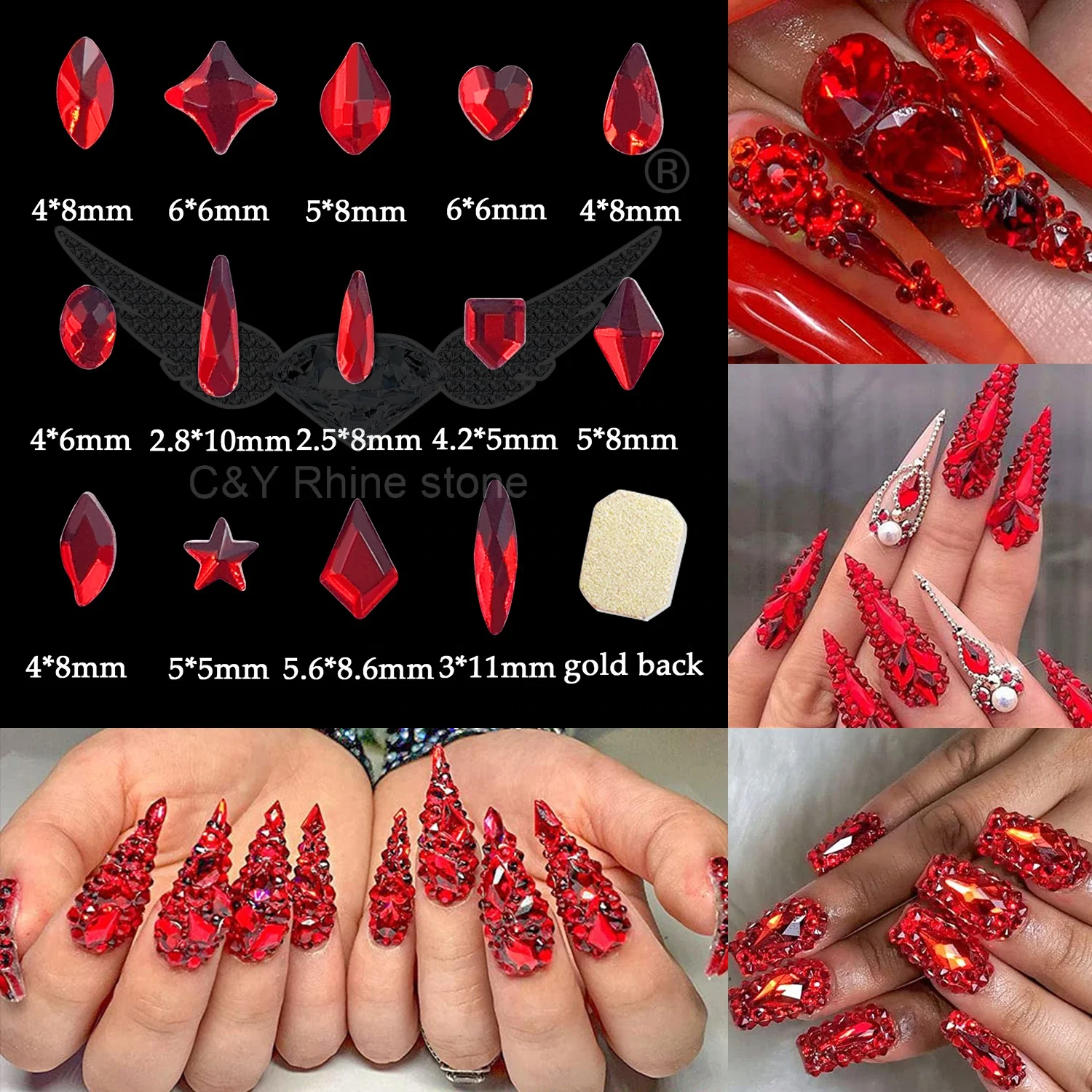 C&Y Flat Back Crystal Stone For Nails Decoracion Ab Rhinestones Non Hotfix Bulk