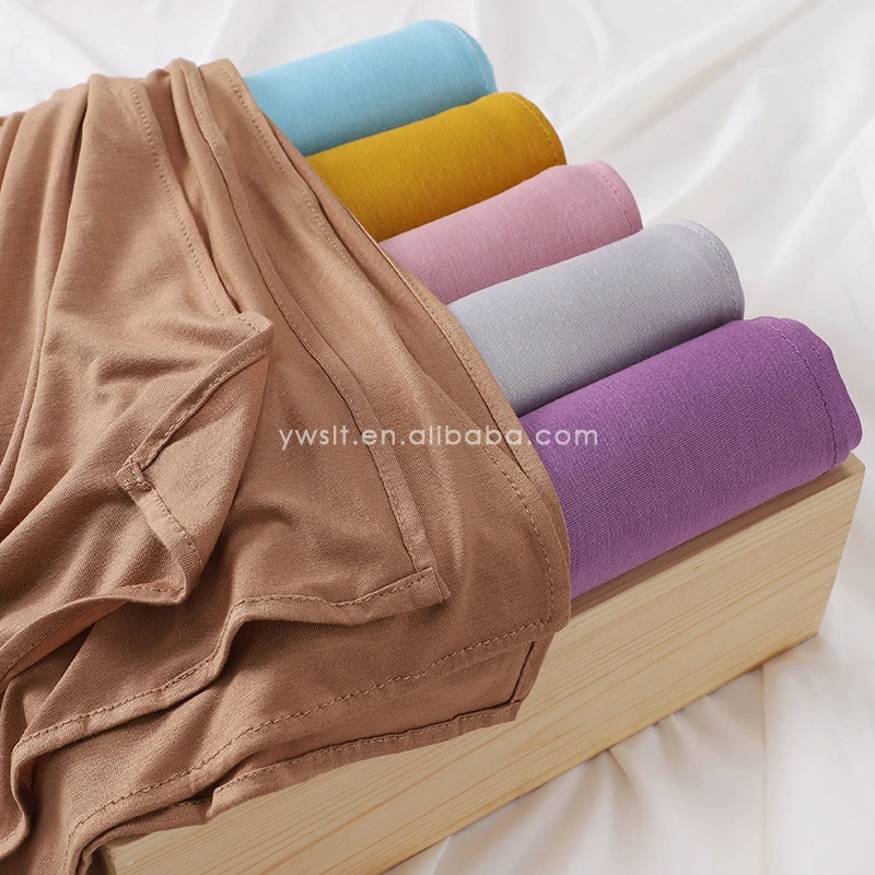 Shaurt Wholesale High-quality Solid Cotton Scarf Stretchy Hijab Head Wraps Women Soft Opaque Plain Muslin Jersey Shawl Hijab