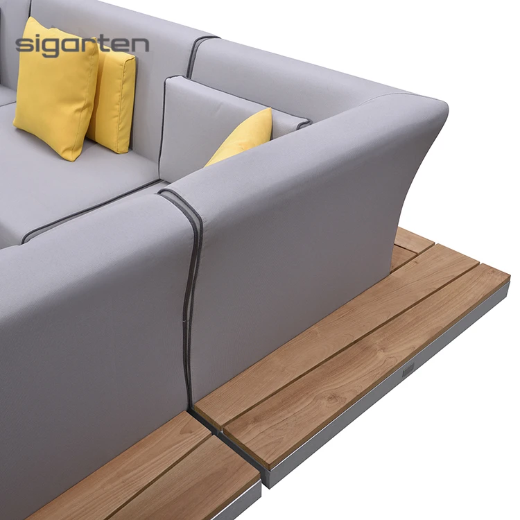 sigarten discount furniture garden outdoor patio  set luxury hotel wood teak outdoor sofa set