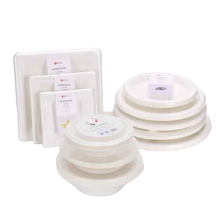 Wholesale Eco Friendly 100% Biodegradable Disposable Sugarcane Tableware Bagasse Color Dinner Plate