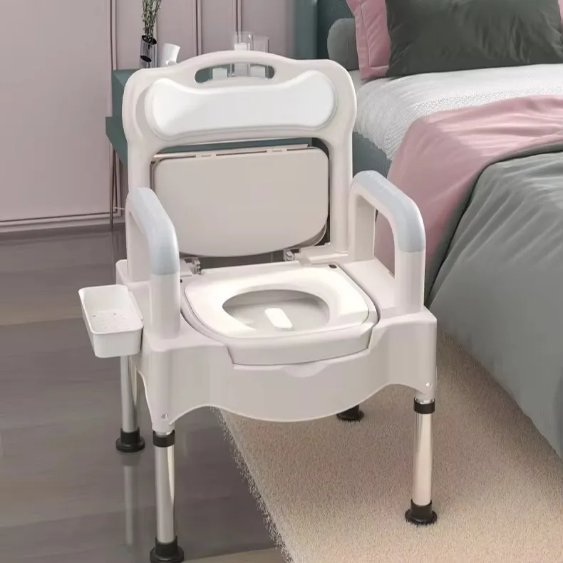 4-in-1 Simple Raised Toilet Seat Medical Bedside Commode Chair Adjustable Toilet Safety Frame Shower Chair for Seniors