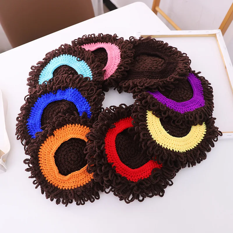 Wholesale Hip Hop Hand Crochet Woolen Yarn Children Hats and Caps Novelty Hat Winter Handmade Wig Woolen Cap