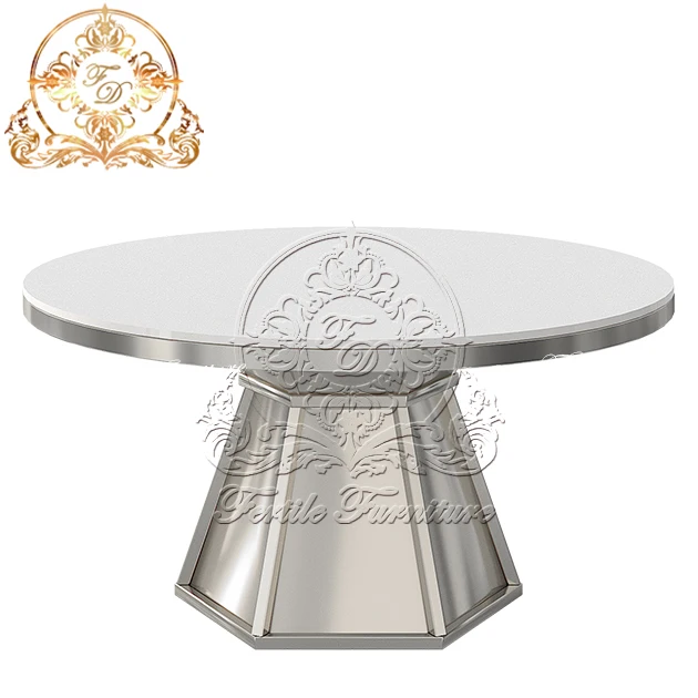 High Quality Stainless Steel Gold Party Coffee Event Italian Round Glass Pedestal Dining Table For Restaurants