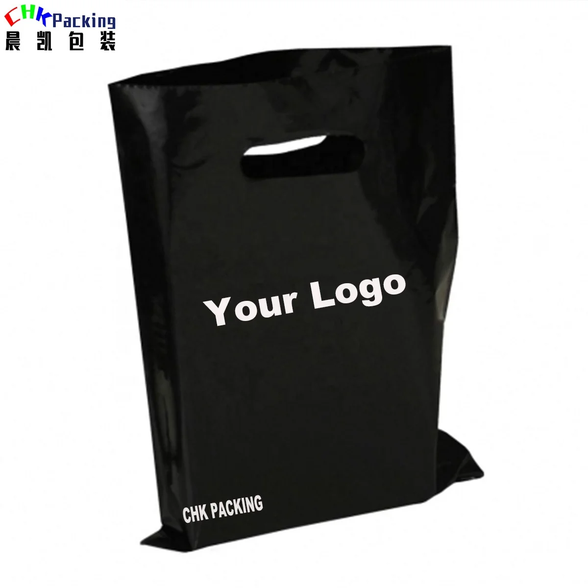 Custom Printed Logo Design LDPE/HDPE Wholesale PE handle bag PE loop handle bag PE die cut handle shopping bag