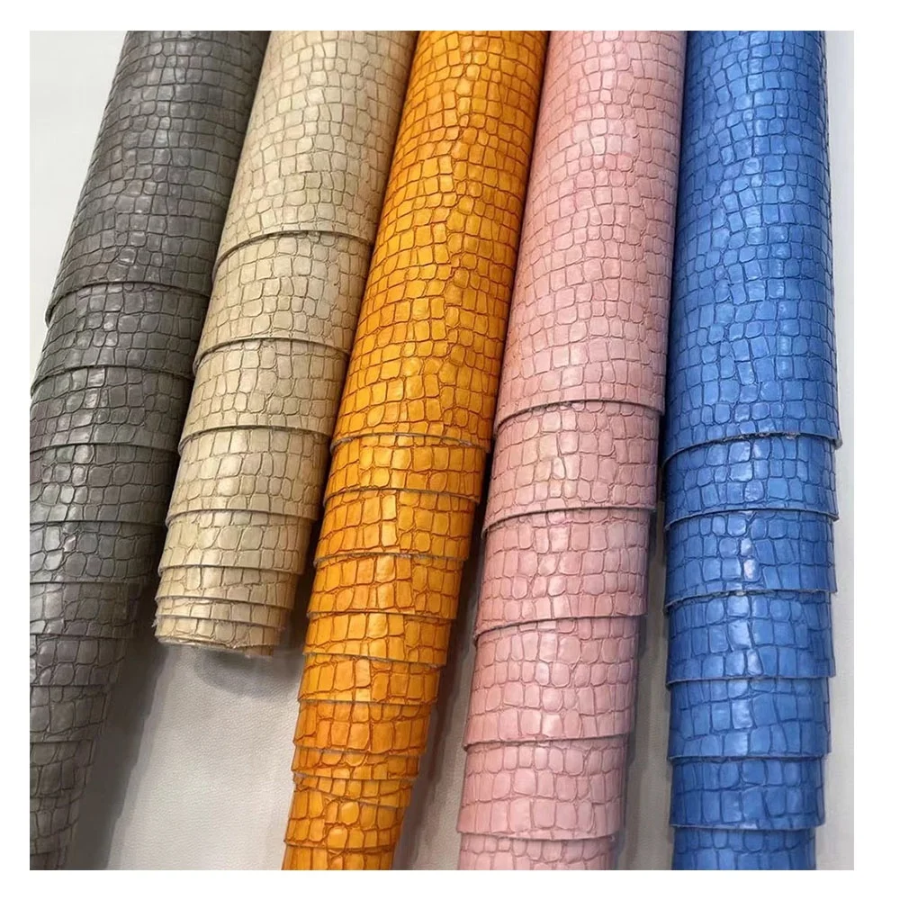 Vintage Stone Crocodile Grain Printed Embossed PU Synthetic Leather For Shoes  Bags Decorate