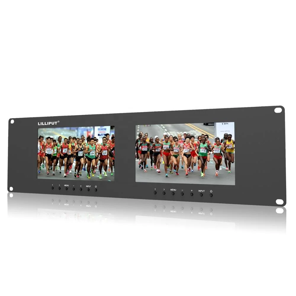  LILLIPUT RM-7024 двойной 7 дюймов 3RU IPS VGA ЖК-монитора держателя шкафа портативный 2 экраны трансляции