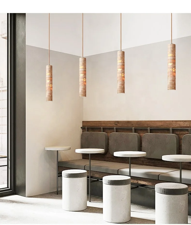 Wabi-sabi bedroom yellow cave stone bed chandelier Nordic restaurant bar retro beauty shop cabinet decoration homestay