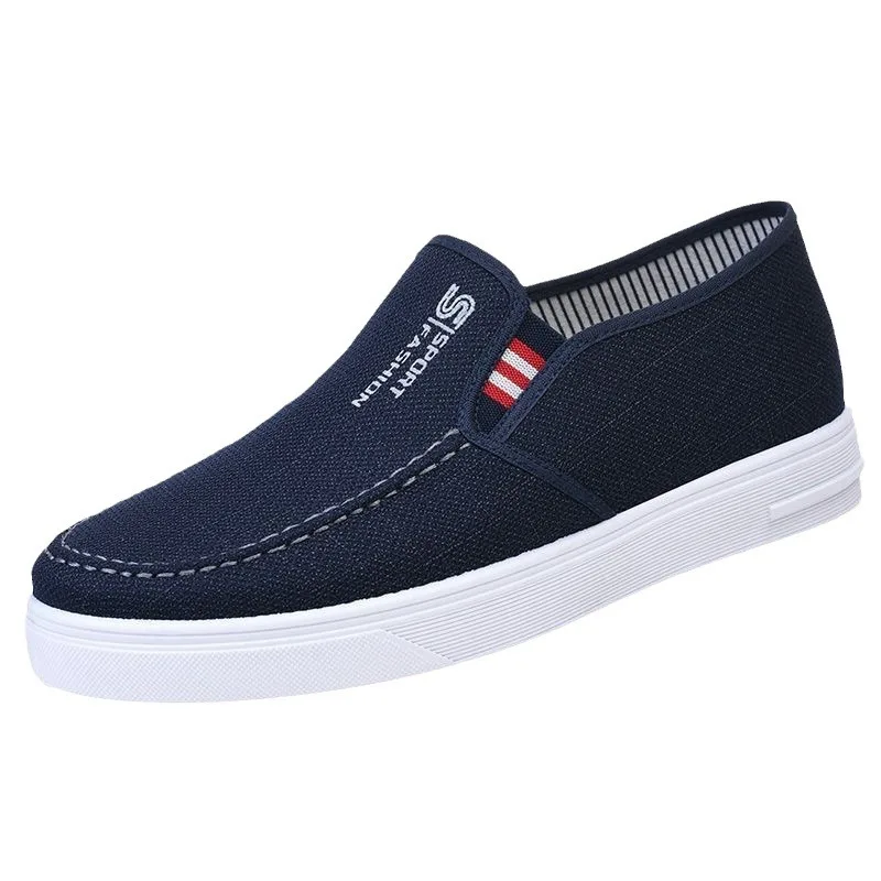 Wholesale Cheap Custom Fashion Comfortable Black Flat Slip-on Canvas Trendy Shoes Men Casual Loafer