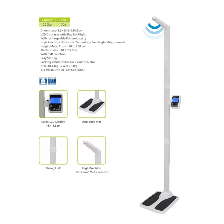 Height and Weight Scale Ultrasonic Technology for Height Measurement BMI Analyzer Scale Fat Analyzer for Body Measurement