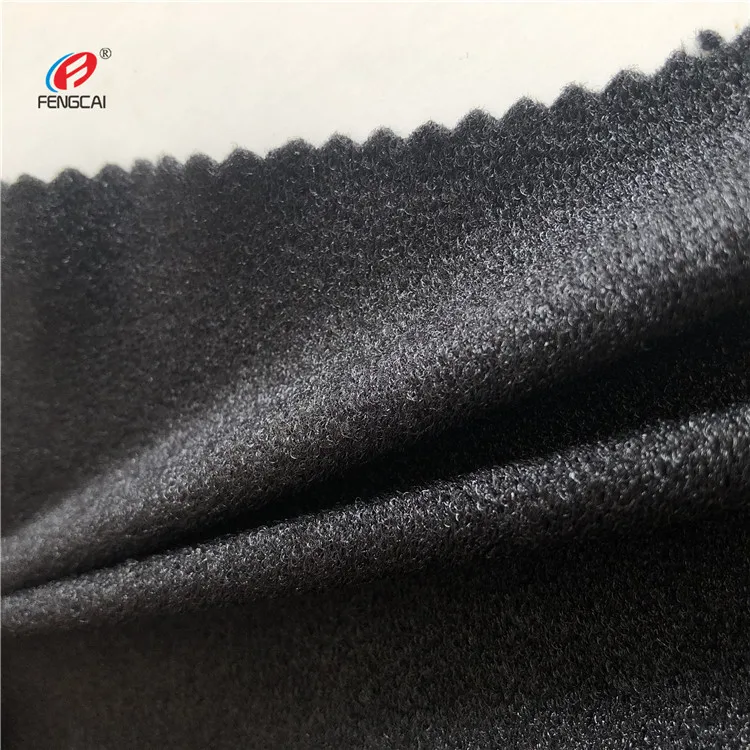 
Warp Knitted Hook and Loop Black Colour Nylon Brushed Tricot Fabric 