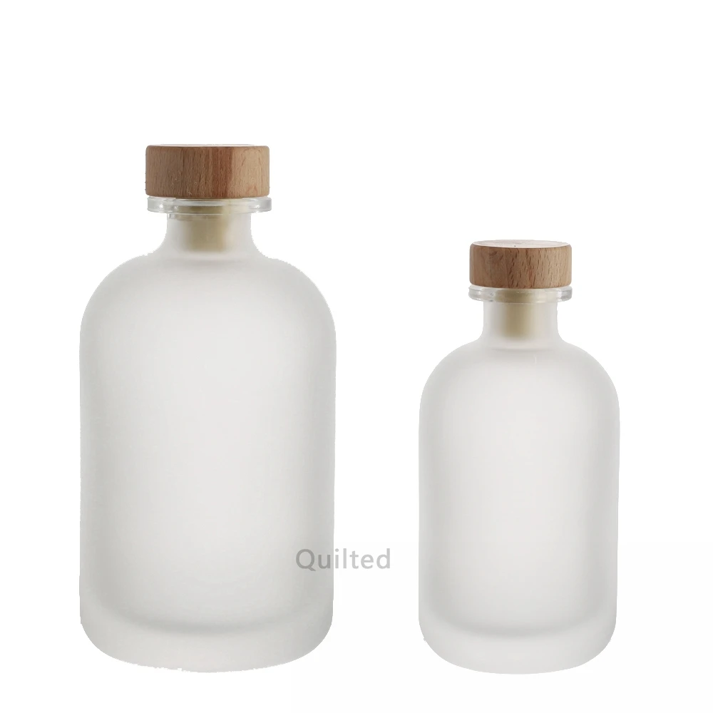 Cheap  250ML 500ML Clear/Frosted Juice Drink Glass Bottle with Wood Crok