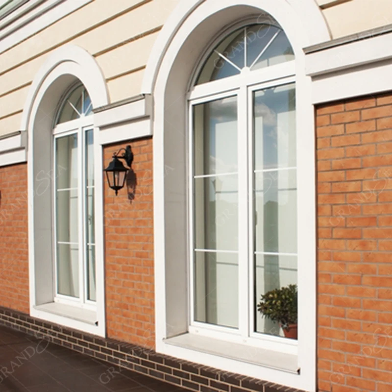 French Arch Shape House Windows Sliding Modern Design Arches Glass Window PVC Material