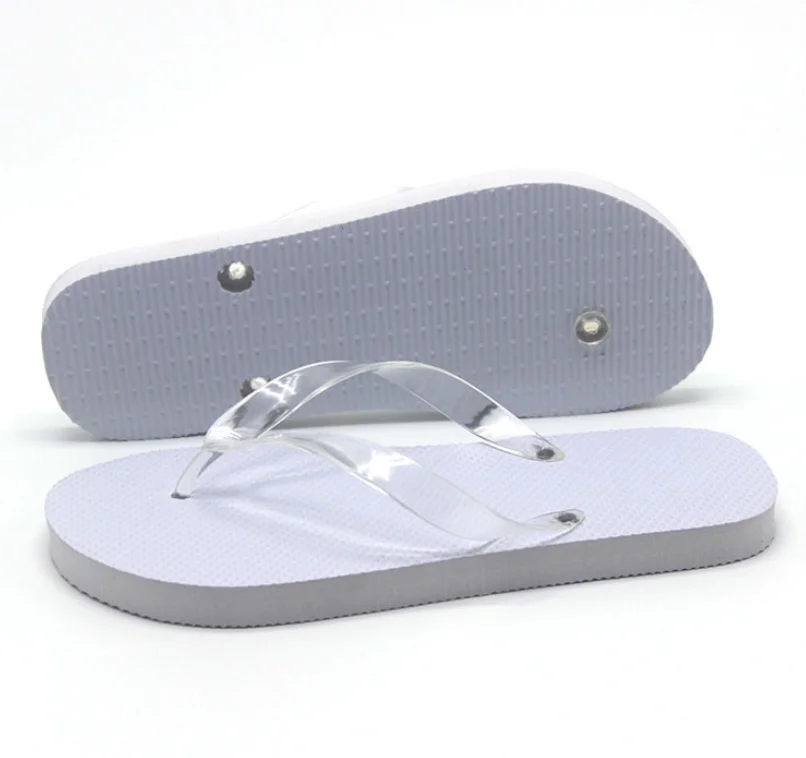Summer OEM Custom Logo Wholesale Factory 15MM 13MM PE Flip-Flops Slippers Clear Plain Slippers White Flip Flops Slides Slippers