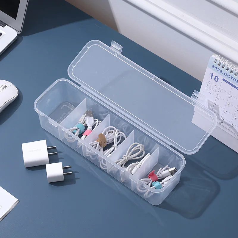 Plastic dustproof storage box Desktop data cable mobile phone charging cable Power cable storage bag