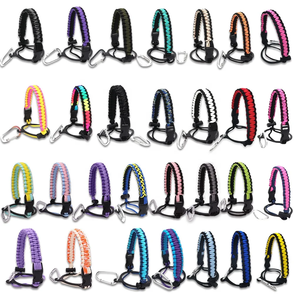 Customized colorful sport paracord weave handle for wide mouth water bottle holder