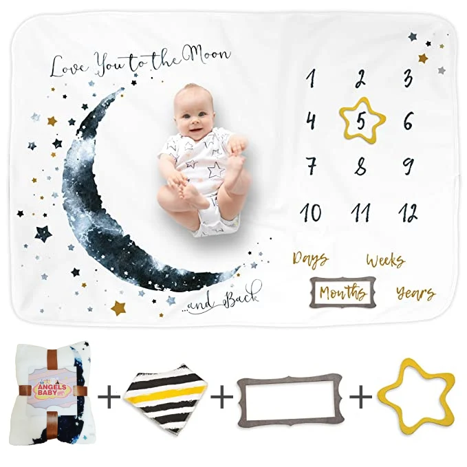 Custom Printing Minky Throw Fleece Blanket Baby Monthly Photography Blanket Baby Milestone Blanket