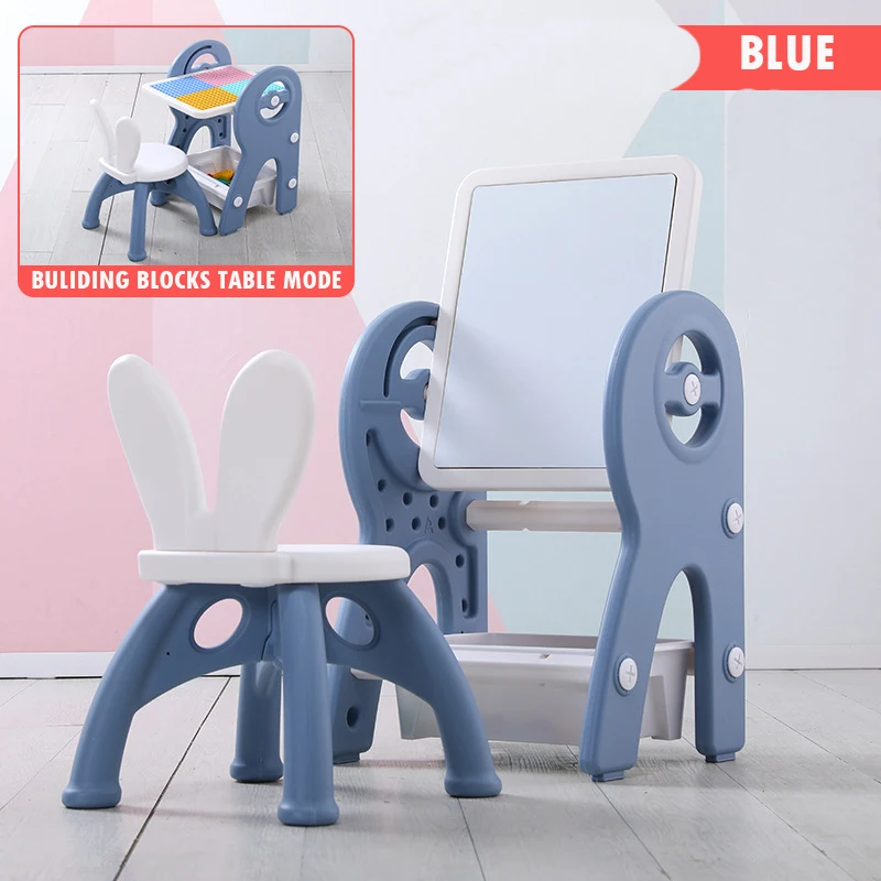 
Hot Sale Wholesale Kids Kindergarten Children Plastic Bricks DIY Playing Educational Toy Building Block Table And Chair Set 