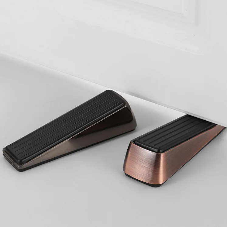 Zinc Alloy Door Stop Wedge Free Punch Heavy Duty Door Bump Wall Protector Door Stopper