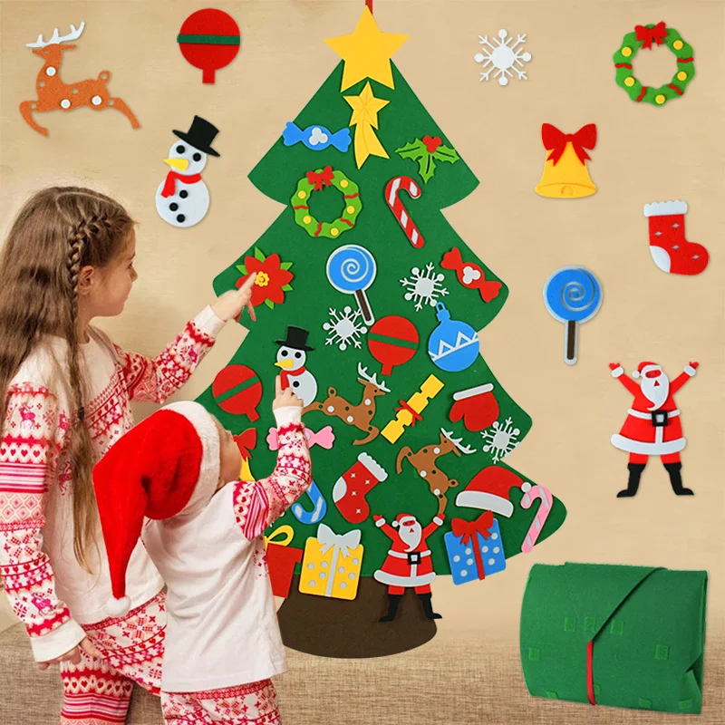 Kids DIY Felt Christmas Tree Christmas Decoration for Home Navidad 2021 New Year Gifts Christmas Ornaments Xmas Tree