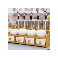 Luxury sauce jars salt containers wholesale oil vinegar dispenser 3 oz glass jar sets for kitchen glass spice and salt shaker