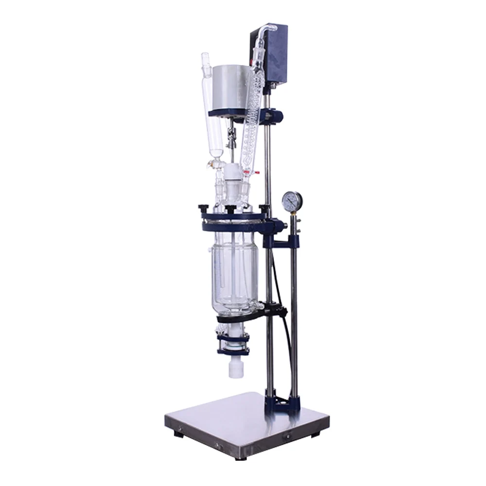 Laboratory-Scale Mini 1L 2L 3L 5L Batch Double Layer Vessel Glass Reactor