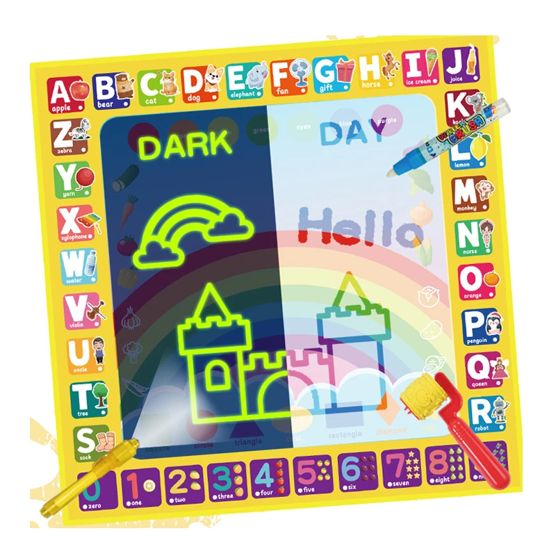 Educational kids diy drawing luminous doodle canvas toy water painting mat