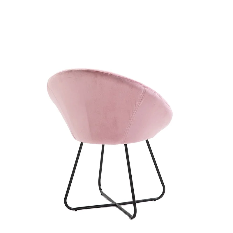 New Design Velvet Curved Shaped Leisure Accent Chair With Power Coating Golden Metal Leg